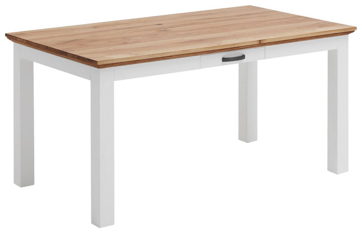ESSTISCH Wildeiche massiv rechteckig Weiß, Eichefarben  - Eichefarben/Weiß, LIFESTYLE, Holz (160/90/76cm) - Landscape
