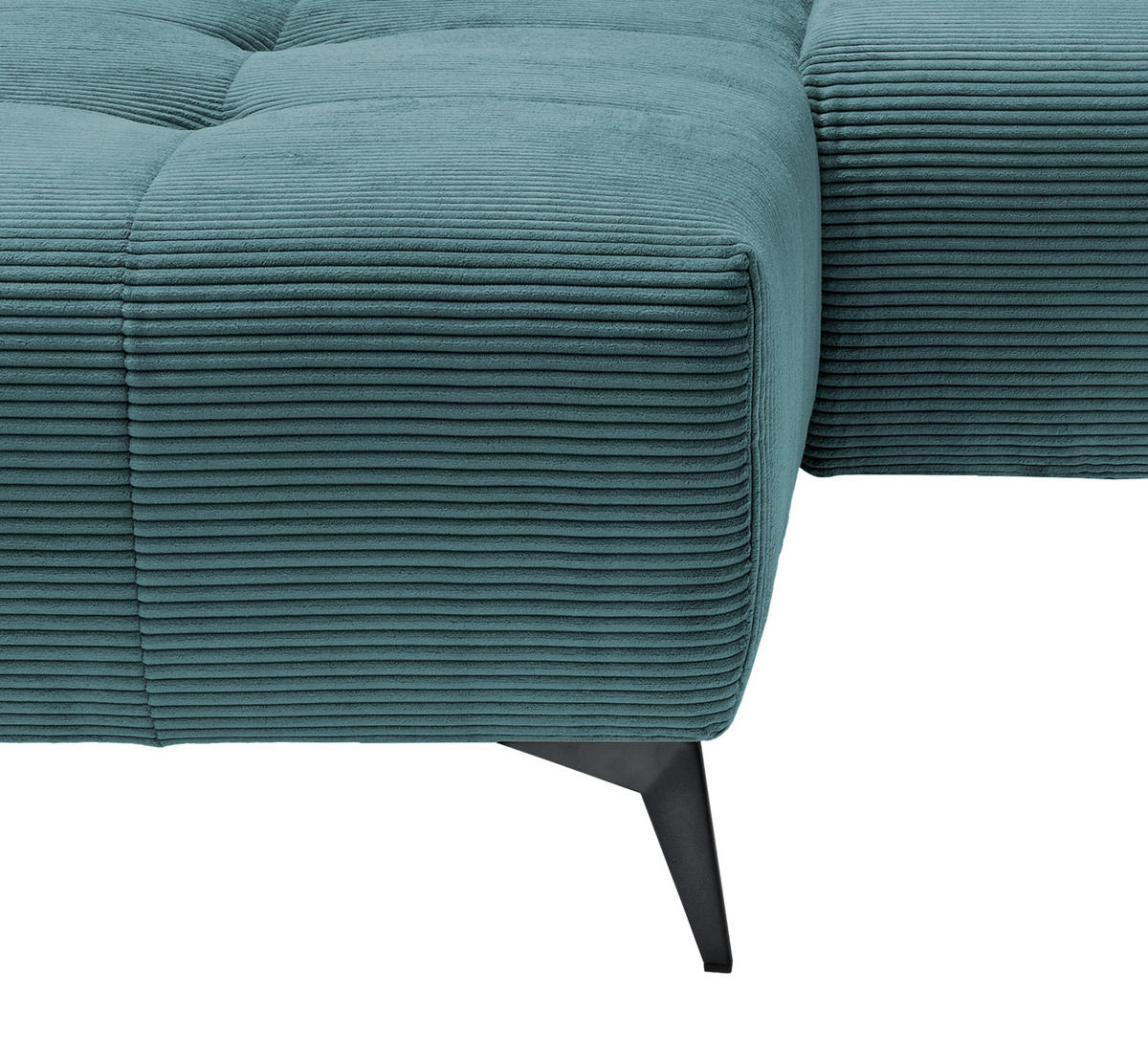 ECKSOFA in Cord Petrol  - Petrol/Schwarz, Modern, Textil/Metall (180/258cm) - Livetastic