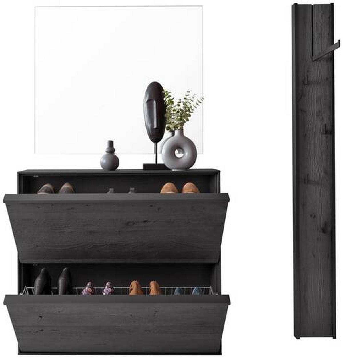 GARDEROBE 3-teilig  in 133/195/20 cm  - Anthrazit, Design, Glas/Holz (133/195/20cm) - Johann Jakob