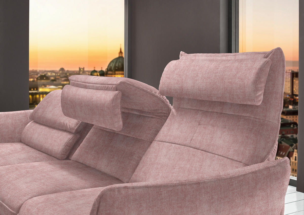 ECKSOFA in Velours Altrosa  - Schwarz/Altrosa, Design, Textil/Metall (153/283cm) - Valdera