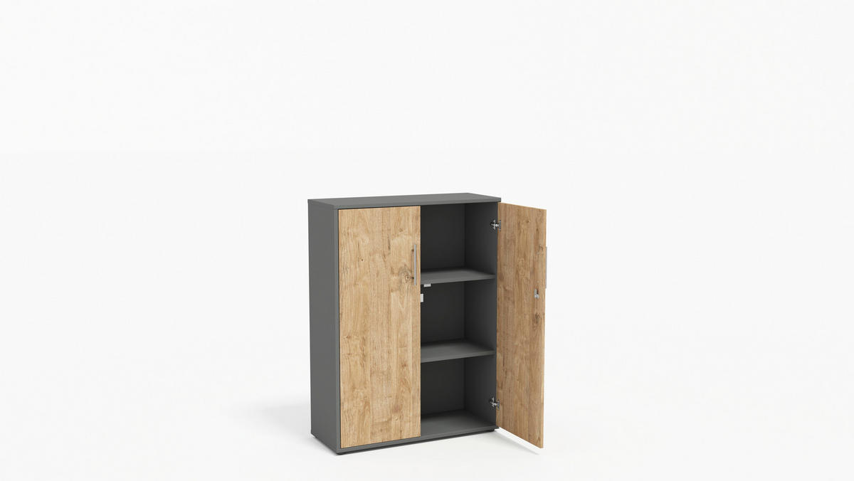 AKTENSCHRANK Anthrazit, Eichefarben  - Eichefarben/Anthrazit, MODERN, Holzwerkstoff (128,5/185,6/33cm) - MID.YOU