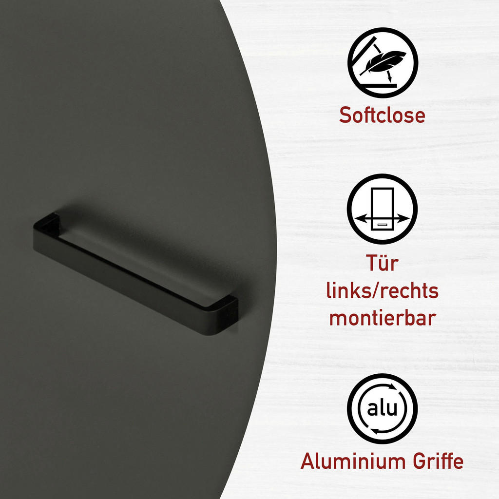 Thumbnail - home24 Küchenleerblock Aalborg, Anthrazit, Eiche Artisan, Metall, 3 Schublade(n) Schubladen, einzeln stellbar, 370x227x6...