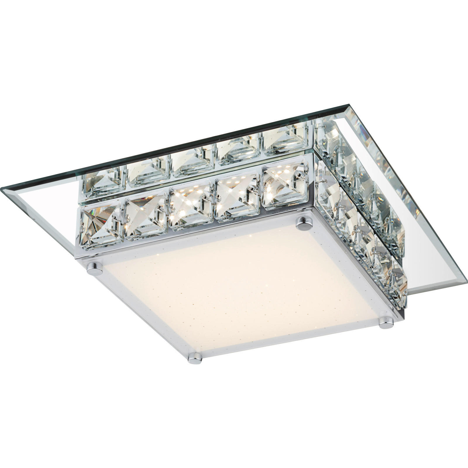 LED-DECKENLEUCHTE 25/25/7 cm   - Chromfarben, Basics, Glas/Metall (25/25/7cm) - Globo