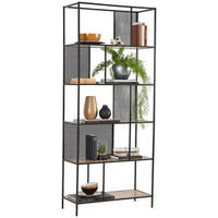 REGAL Schwarz, Eichefarben  - Eichefarben/Schwarz, Trend, Holzwerkstoff/Metall (76/180/33cm) - Xora