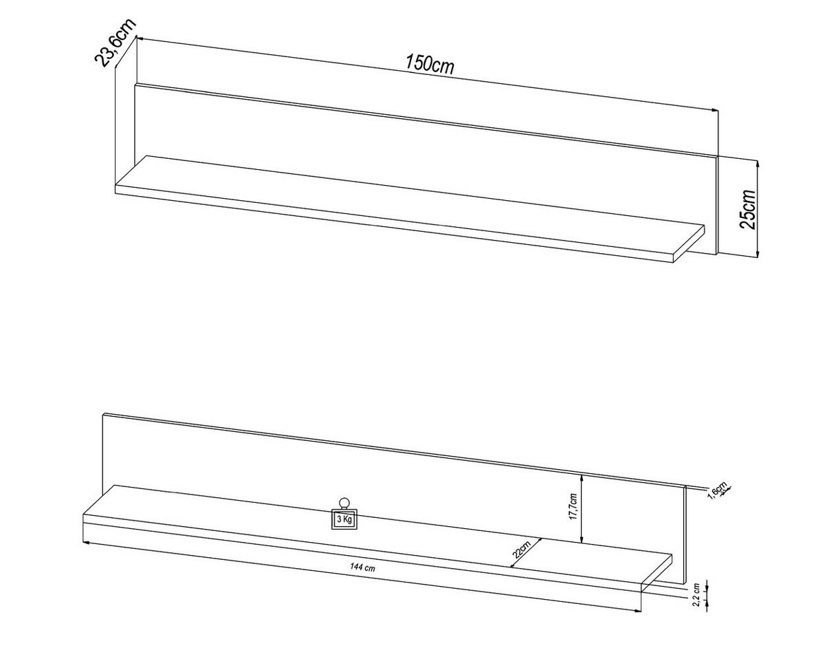 OBÝVACIA STENA, antracitová, farba duba - čierna/farba duba, Konventionell, kompozitné drevo/plast (332/180/40cm) - Livetastic