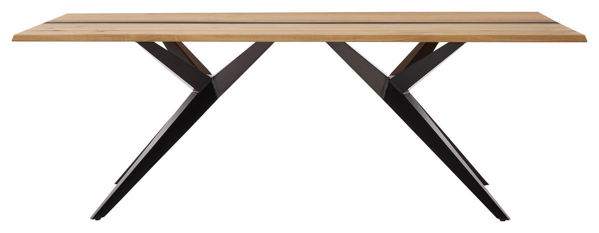 ESSTISCH Eiche massiv rechteckig Eichefarben  - Eichefarben/Schwarz, Design, Holz/Metall (200/100/76cm) - Musterring
