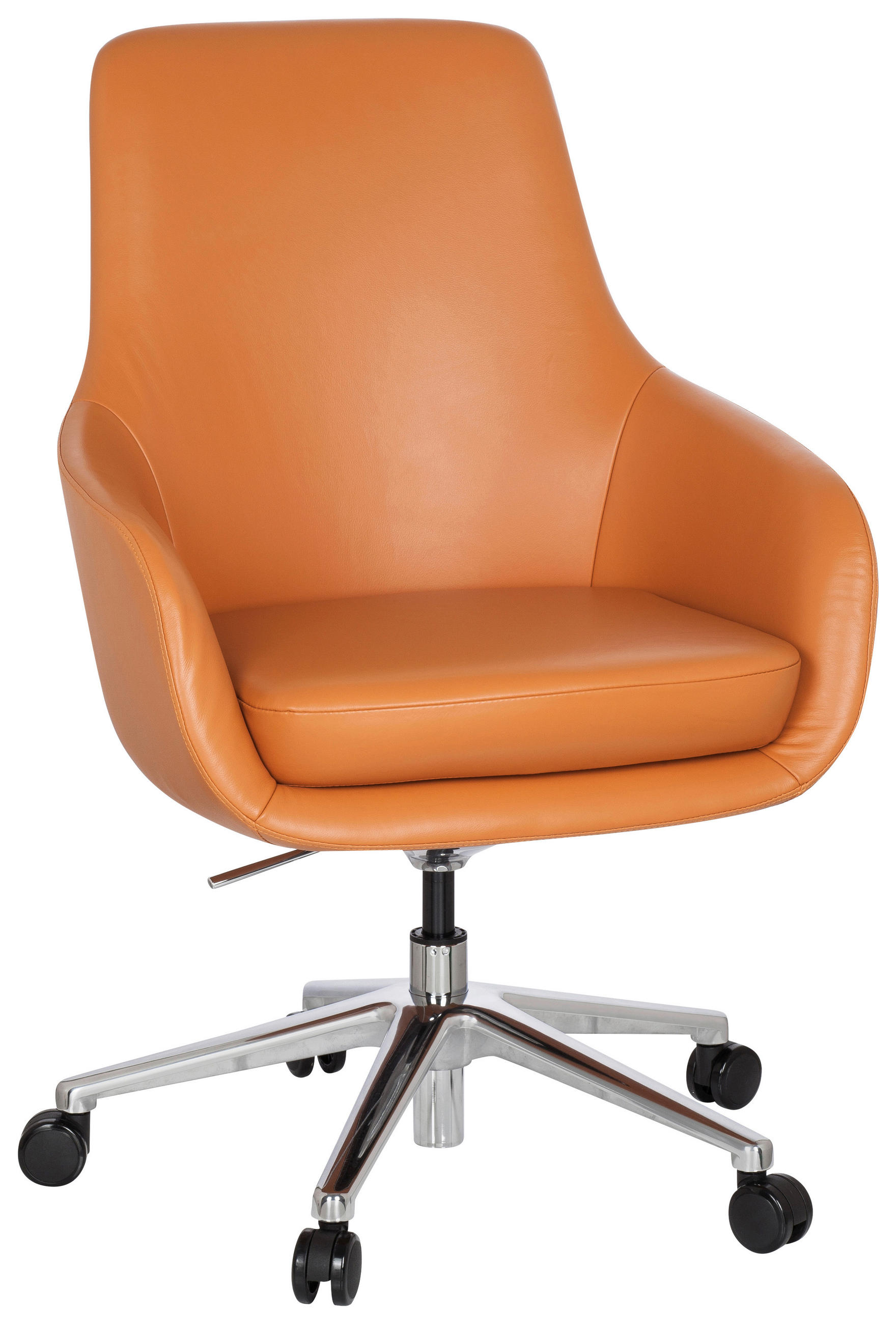 DREHSTUHL Lederlook Orange  - Alufarben/Orange, MODERN, Leder/Kunststoff (65/104/54cm) - MID.YOU
