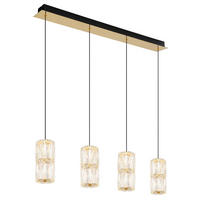 LED-HÄNGELEUCHTE STEFANIE 84.5/9.5/150 cm   - Goldfarben/Schwarz, Design, Glas/Kunststoff (84.5/9.5/150cm) - Globo
