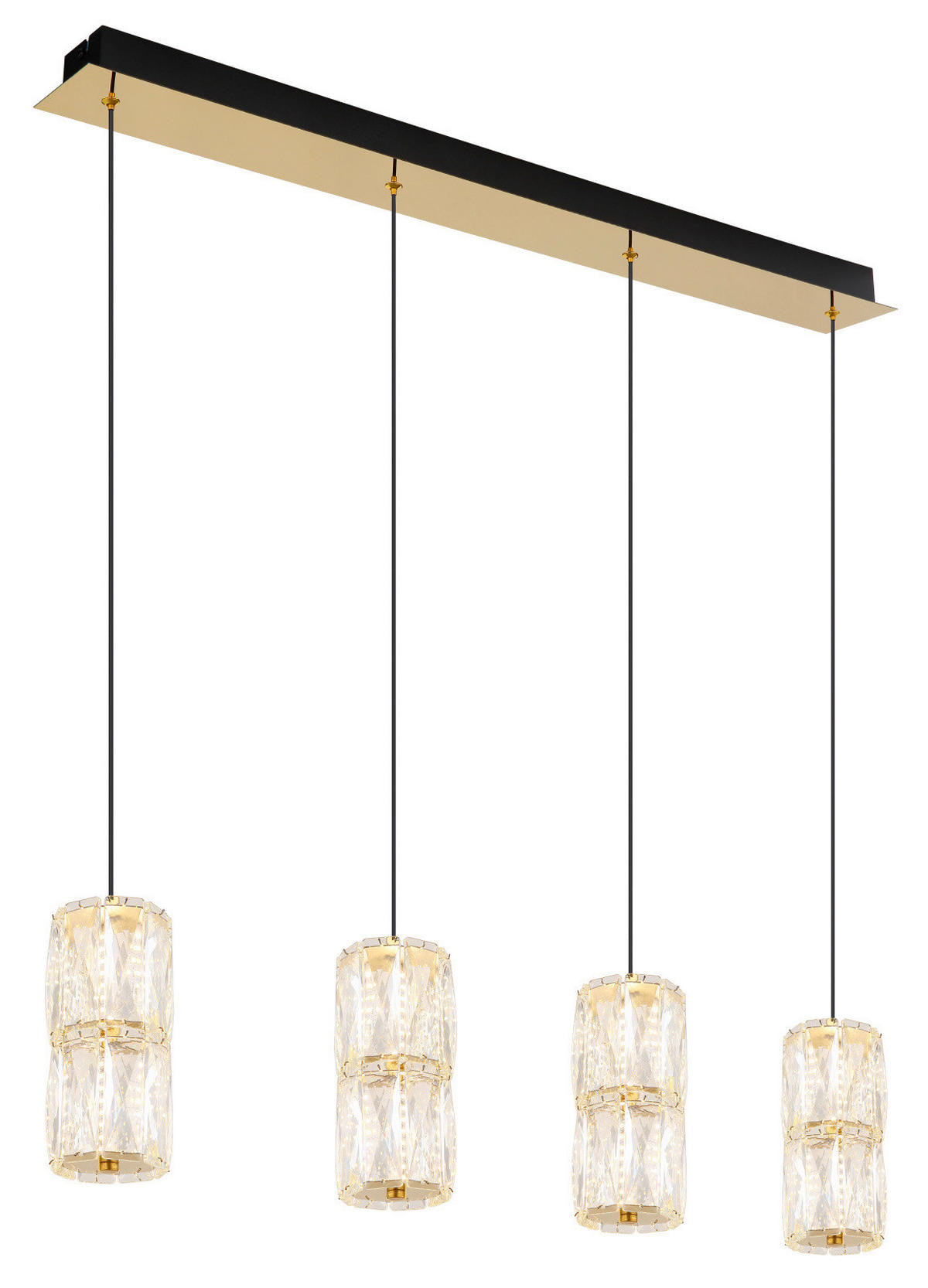 LED-HÄNGELEUCHTE STEFANIE 84.5/9.5/150 cm   - Goldfarben/Schwarz, Design, Glas/Kunststoff (84.5/9.5/150cm) - Globo