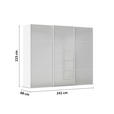 SCHWEBETÜRENSCHRANK 242/223/68 cm 3-türig Grau, Weiß  - Weiß/Grau, KONVENTIONELL, Glas/Holzwerkstoff (242/223/68cm) - Novel