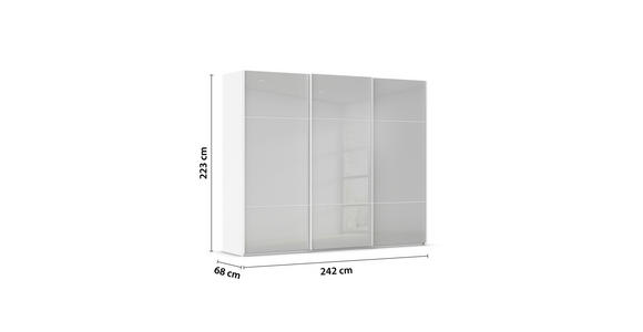 SCHWEBETÜRENSCHRANK 242/223/68 cm 3-türig Grau, Weiß - Weiß/Grau, KONVENTIONELL, Glas/Holzwerkstoff (242/223/68cm) - Novel