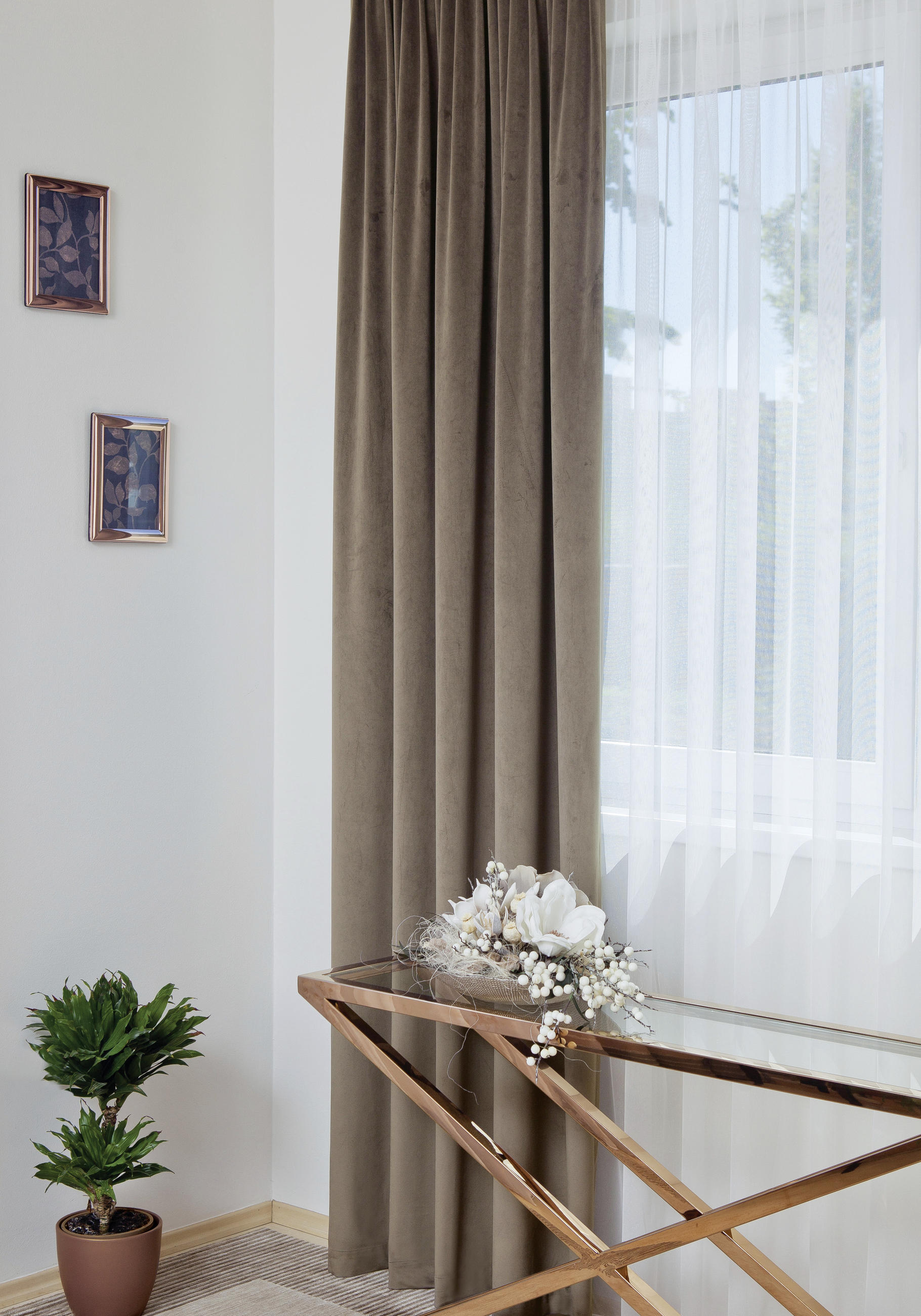 KÉSZFÜGGÖNY sötétítő  - barna, Basics, textil (140/250cm)