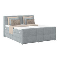 BOXSPRINGBETT 160/200 cm,  in Silberfarben, gepolstertes Kopfteil, Bettkasten, Topper, Matratzen, H2 + H2 = mittel  - Silberfarben, KONVENTIONELL, Holz/Holzwerkstoff (160/200cm)