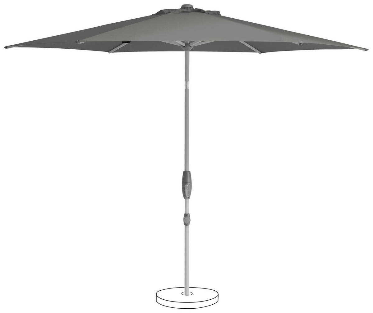 SONNENSCHIRM 300 cm Grau  - Silberfarben/Grau, KONVENTIONELL, Textil/Metall (300/300cm) - Suncomfort by Glatz