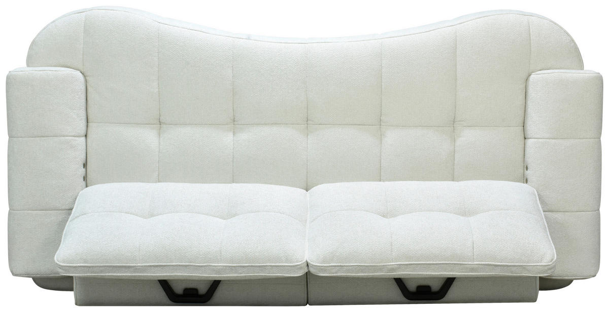 2-SITZER-SOFA Chenille Creme  - Creme/Schwarz, Design, Kunststoff/Textil (230/84/104/111/122cm) - Livetastic