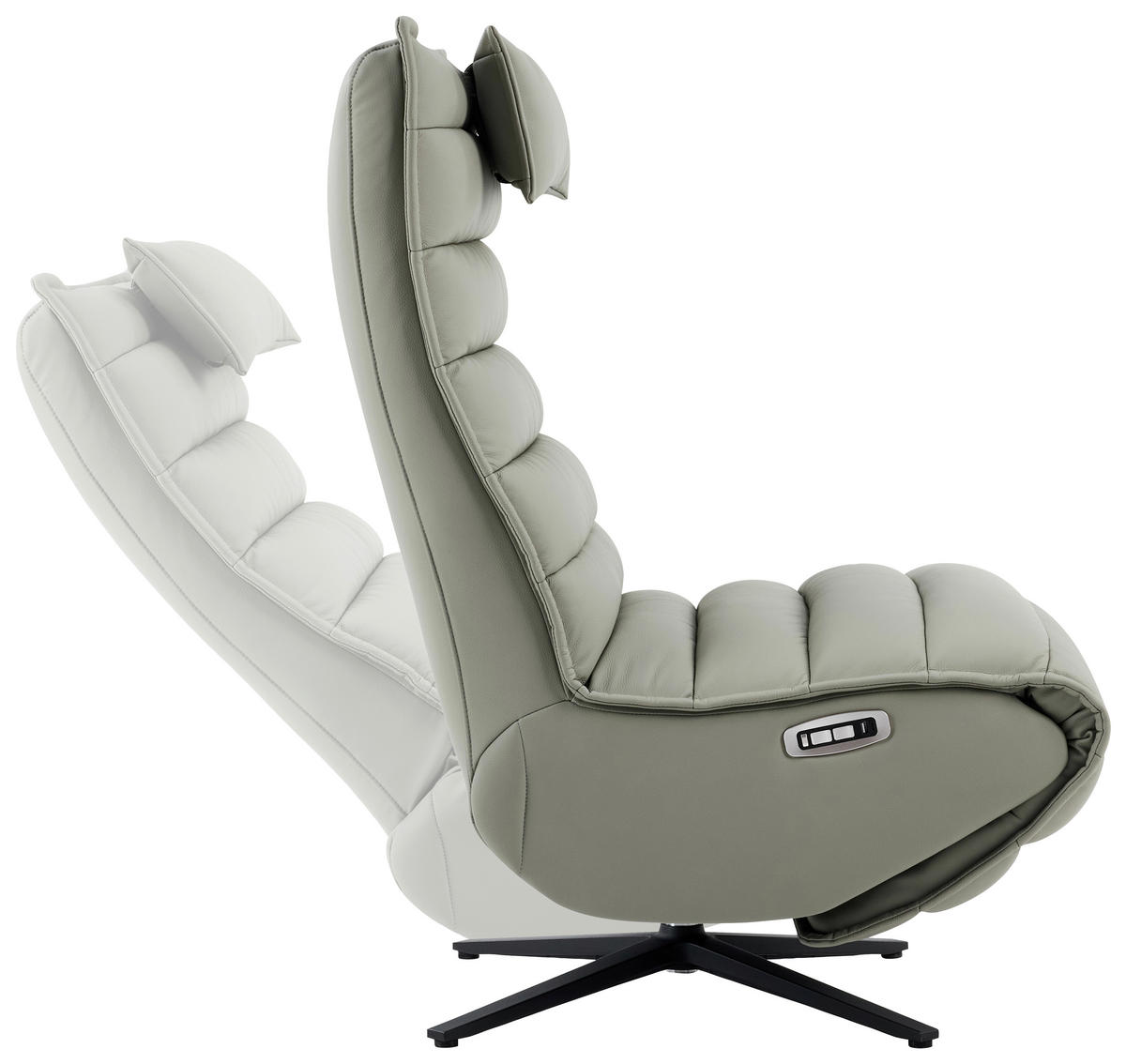 RELAXSESSEL in Metall, Textil, Leder Grau, Schwarz  - Schwarz/Grau, Design, Leder/Textil (68/108/84cm) - Stylife