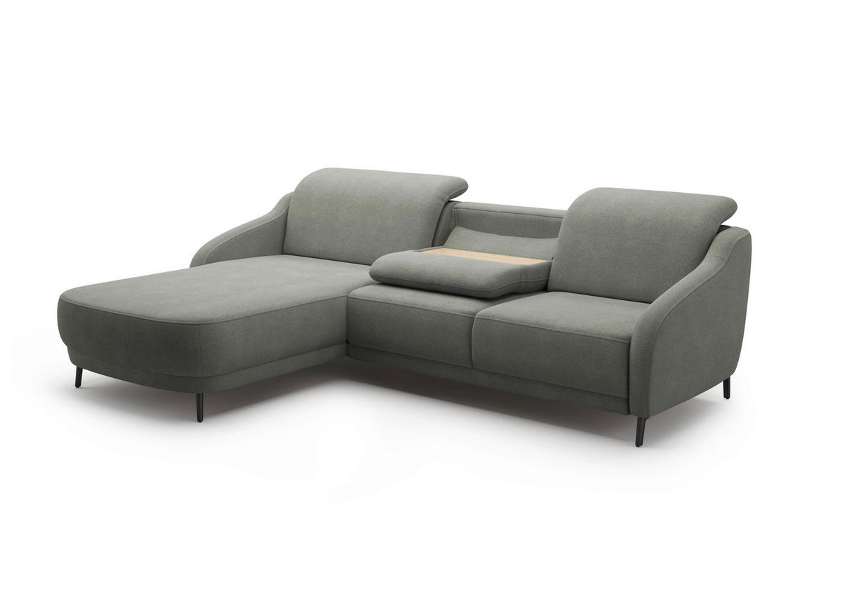 ECKSOFA BLUES V Schlammfarben Mikrofaser  - Schlammfarben/Schwarz, MODERN, Textil/Metall (191/271cm) - Sit & More