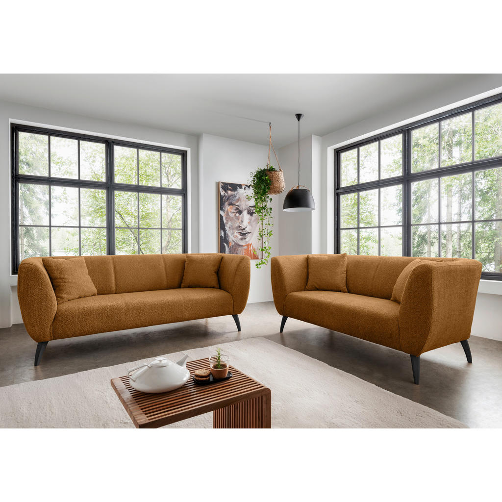 Thumbnail - Mid.you 3-Sitzer-Sofa, Gold, Textil, Buche, Uni, Füllung: Schaumstoff, 208x83x88 cm, Made in EU, Typenauswahl, Rücken ec...