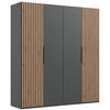 DREHTÜRENSCHRANK in Eichefarben, Graphitfarben  - Eichefarben/Schwarz, Modern, Holzwerkstoff/Metall (200/216/58cm) - MID.YOU