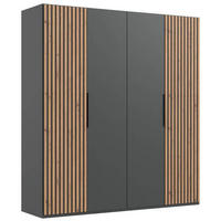 DREHTÜRENSCHRANK 200/216/58 cm 4-türig Graphitfarben, Eichefarben  - Eichefarben/Graphitfarben, MODERN, Holzwerkstoff/Metall (200/216/58cm) - MID.YOU
