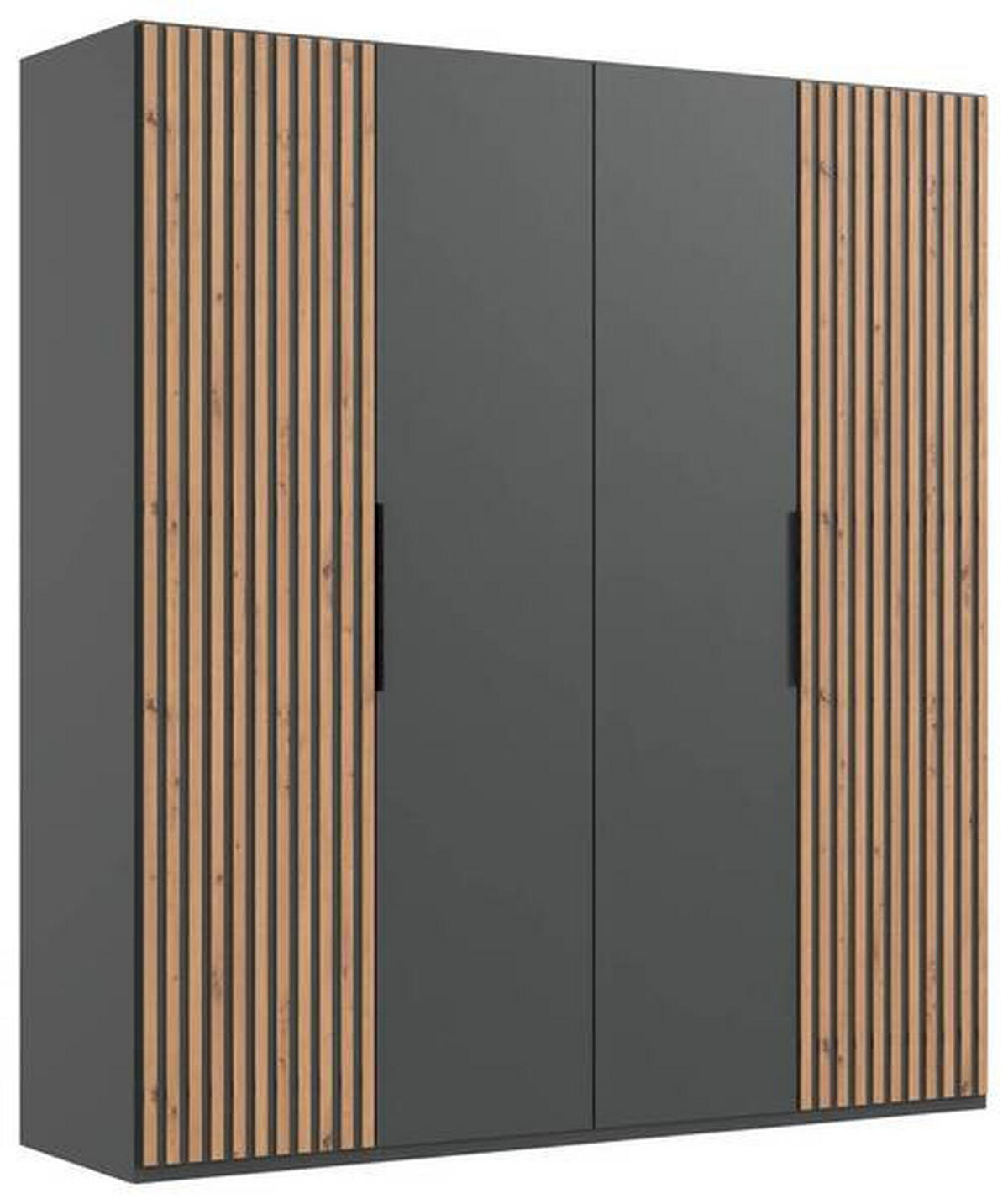 DREHTÜRENSCHRANK 200/216/58 cm 4-türig Graphitfarben, Eichefarben  - Eichefarben/Graphitfarben, MODERN, Holzwerkstoff/Metall (200/216/58cm) - MID.YOU