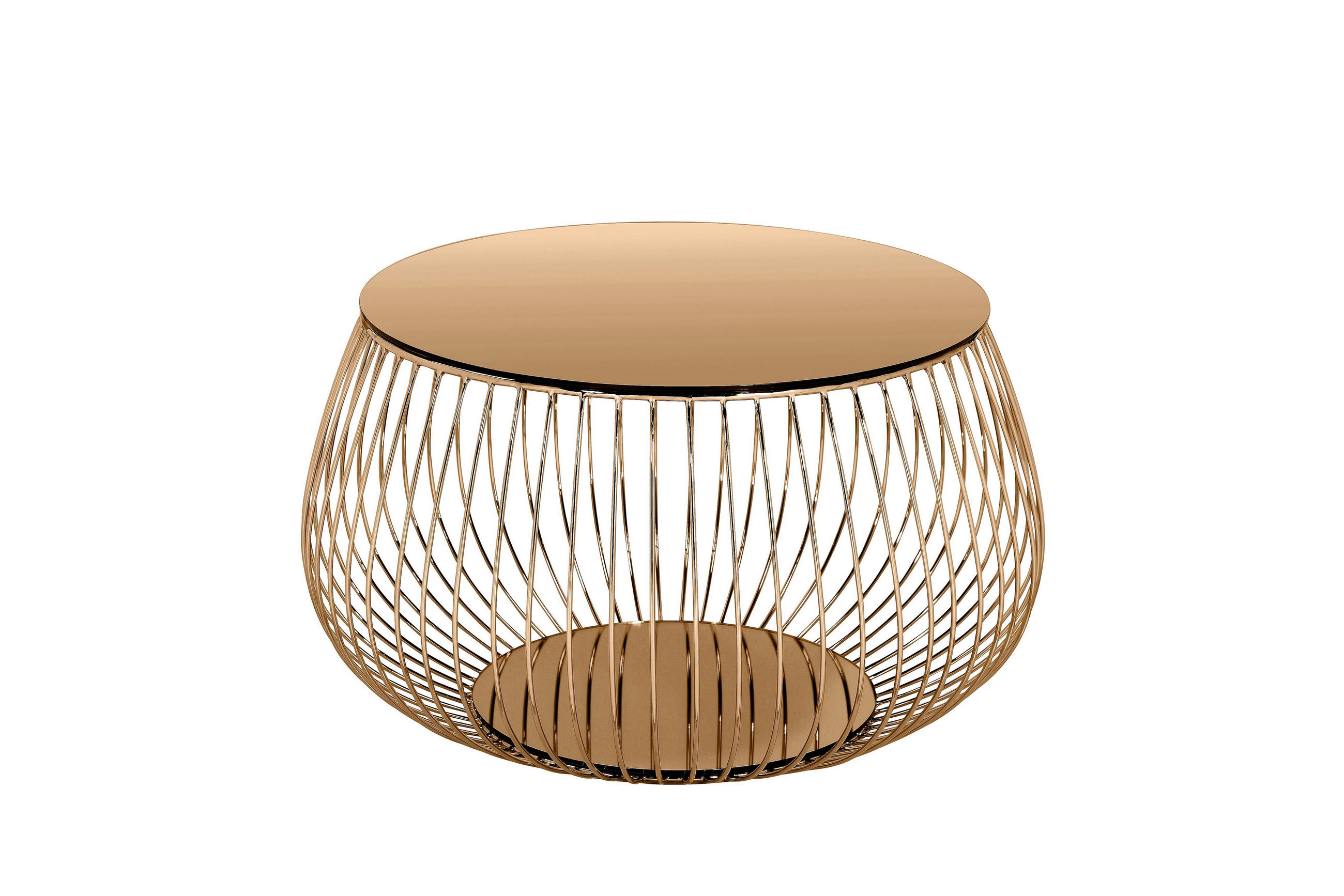 COUCHTISCH Kristallglas, Farbglas 72/72/42 cm rund Roségold  - Roségold, Design, Glas/Metall (72/72/42cm) - Livetastic
