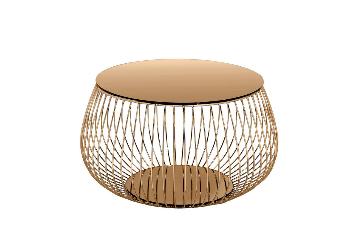 COUCHTISCH Kristallglas, Farbglas 72/72/42 cm rund Roségold  - Roségold, Design, Glas/Metall (72/72/42cm) - Livetastic