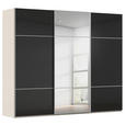 SCHWEBETÜRENSCHRANK 301/223/68 cm 3-türig Schwarz, Champagner  - Champagner/Alufarben, KONVENTIONELL, Glas/Holzwerkstoff (301/223/68cm) - Novel