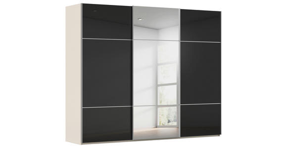 SCHWEBETÜRENSCHRANK 301/223/68 cm 3-türig Schwarz, Champagner - Champagner/Alufarben, KONVENTIONELL, Glas/Holzwerkstoff (301/223/68cm) - Novel