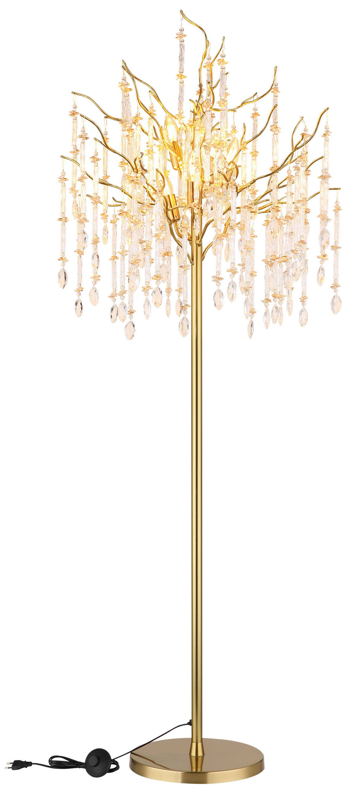 STEHLEUCHTE 55/165 cm    - Klar/Goldfarben, KONVENTIONELL, Glas/Kunststoff (55/165cm) - Globo