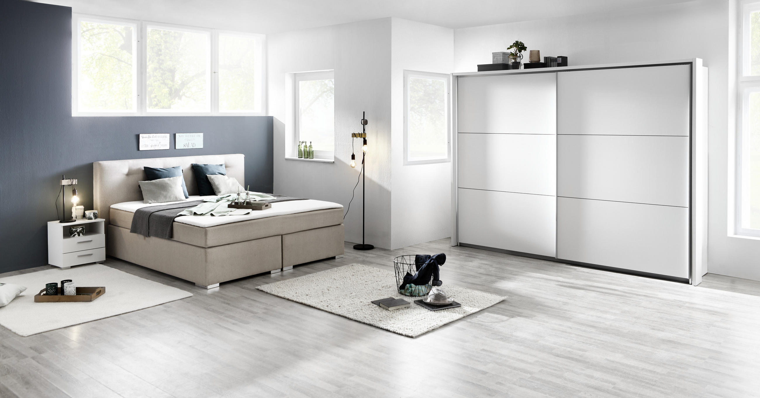 BOXSPRINGBETT 180/200 cm in Beige - Chromfarben/Beige, KONVENTIONELL, Kunststoff/Textil (180/200cm) - Carryhome