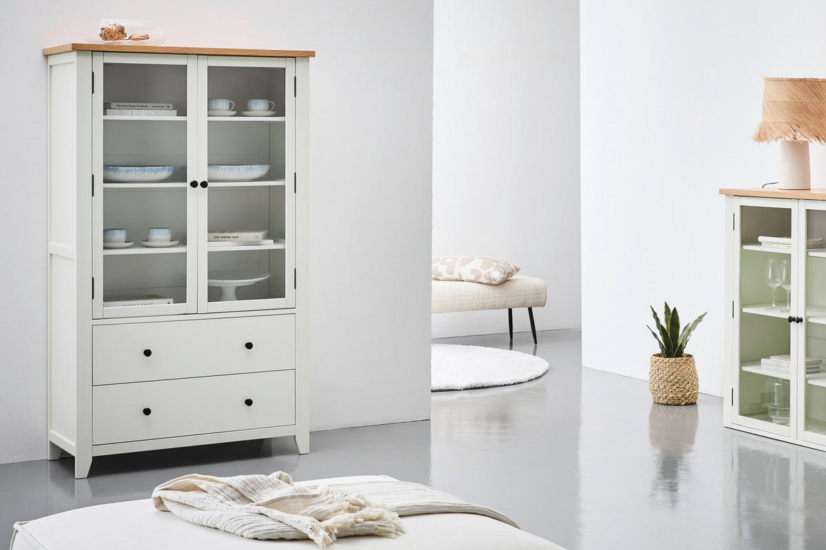 VITRINA 100/165/43 cm   - bijela/srebrne boje, Lifestyle, staklo/drvni materijal (100/165/43cm) - MID.YOU