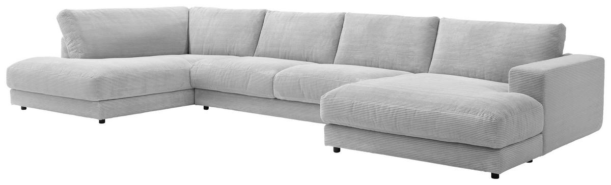 WOHNLANDSCHAFT in Cord Grau  - Schwarz/Grau, Design, Kunststoff/Textil (224/425/190cm) - Hom`in