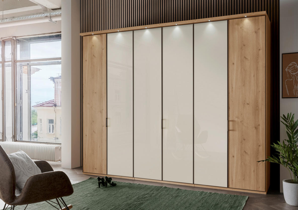 DULAP CU UȘI ROTATIVE  - stejar Bianco/antracit, Konventionell (300/216/58cm) - Xora