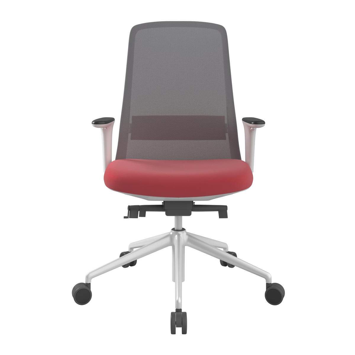DREHSTUHL Grau, Rot, Weiß  - Rot/Weiß, MODERN, Leder/Kunststoff (70/103-115/70cm)