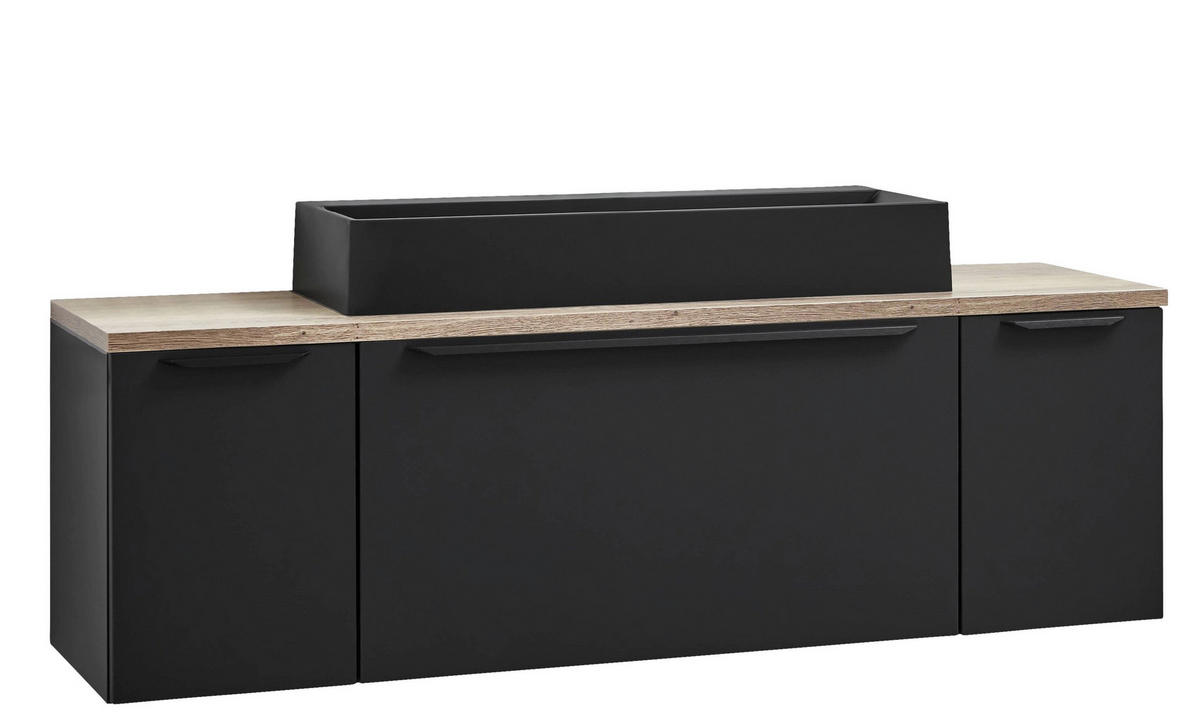 WASCHTISCHKOMBI 140,3 cm  - Schwarz, MODERN, Holzwerkstoff/Stein (140,3cm) - Celina Home