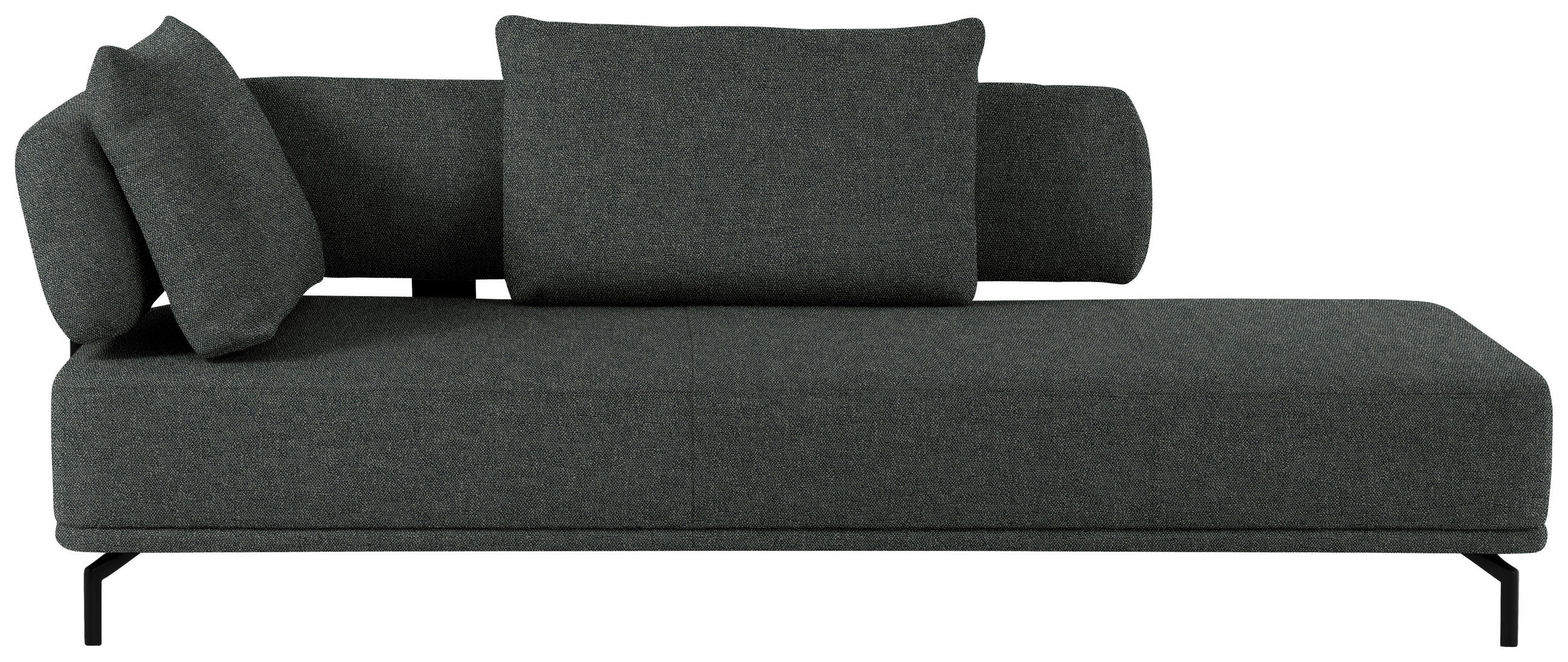 RÉCAMIERE in Flachgewebe Dunkelgrau - Dunkelgrau/Schwarz, Design, Textil/Metall (227/89/101cm) - Dieter Knoll
