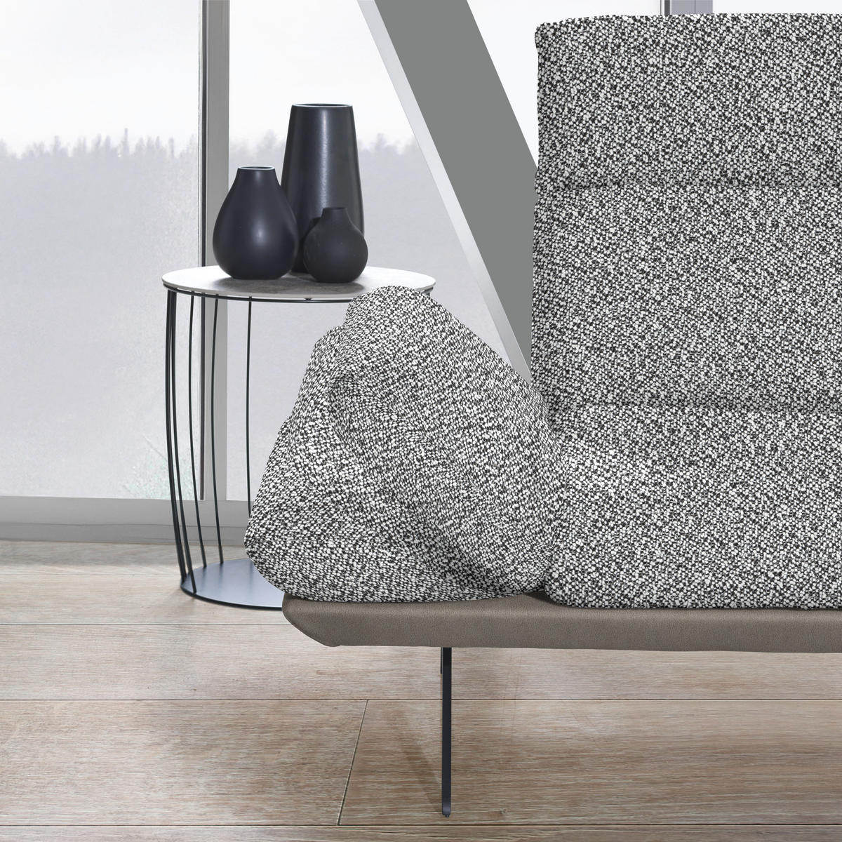 ECKSOFA in Flachgewebe Anthrazit, Weiß  239/270 cm  - Anthrazit/Schwarz, Design, Textil/Metall (239/270cm) - Koinor