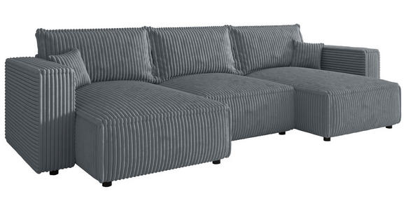 WOHNLANDSCHAFT Grau Cord  - Schwarz/Grau, MODERN, Kunststoff/Textil (153/350/153cm) - Xora