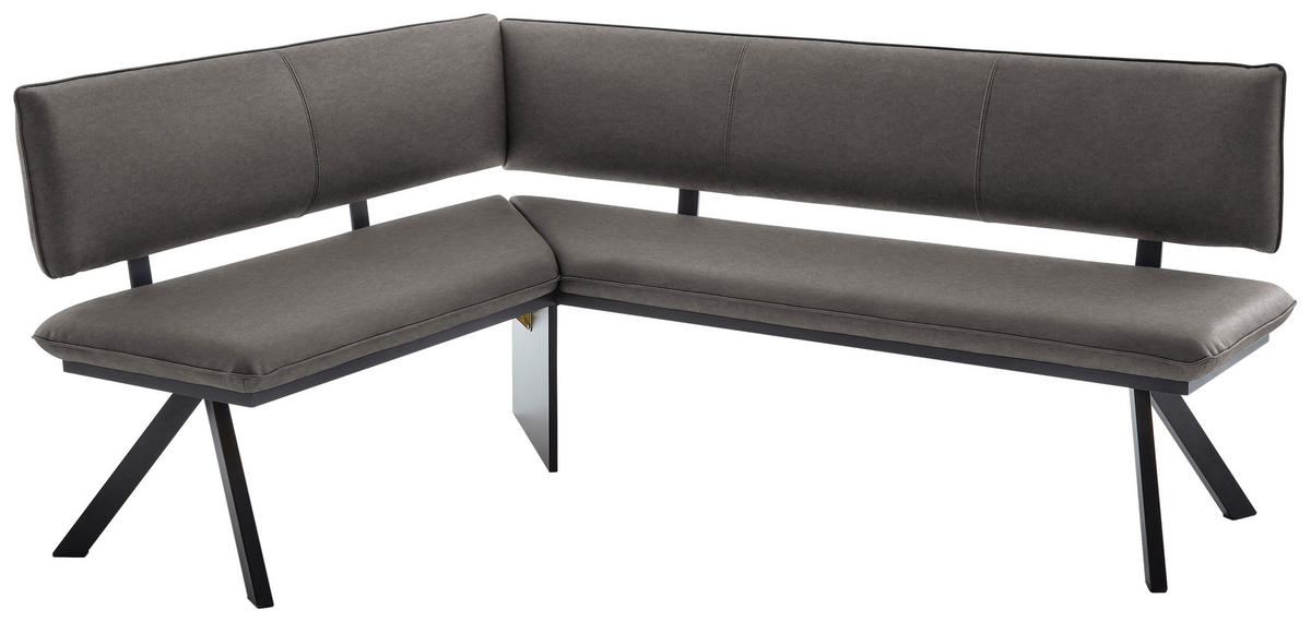 ECKBANK in Metall, Textil Schwarz, Dunkelgrau  - Dunkelgrau/Schwarz, Modern, Textil/Metall (150/190cm) - Cantus