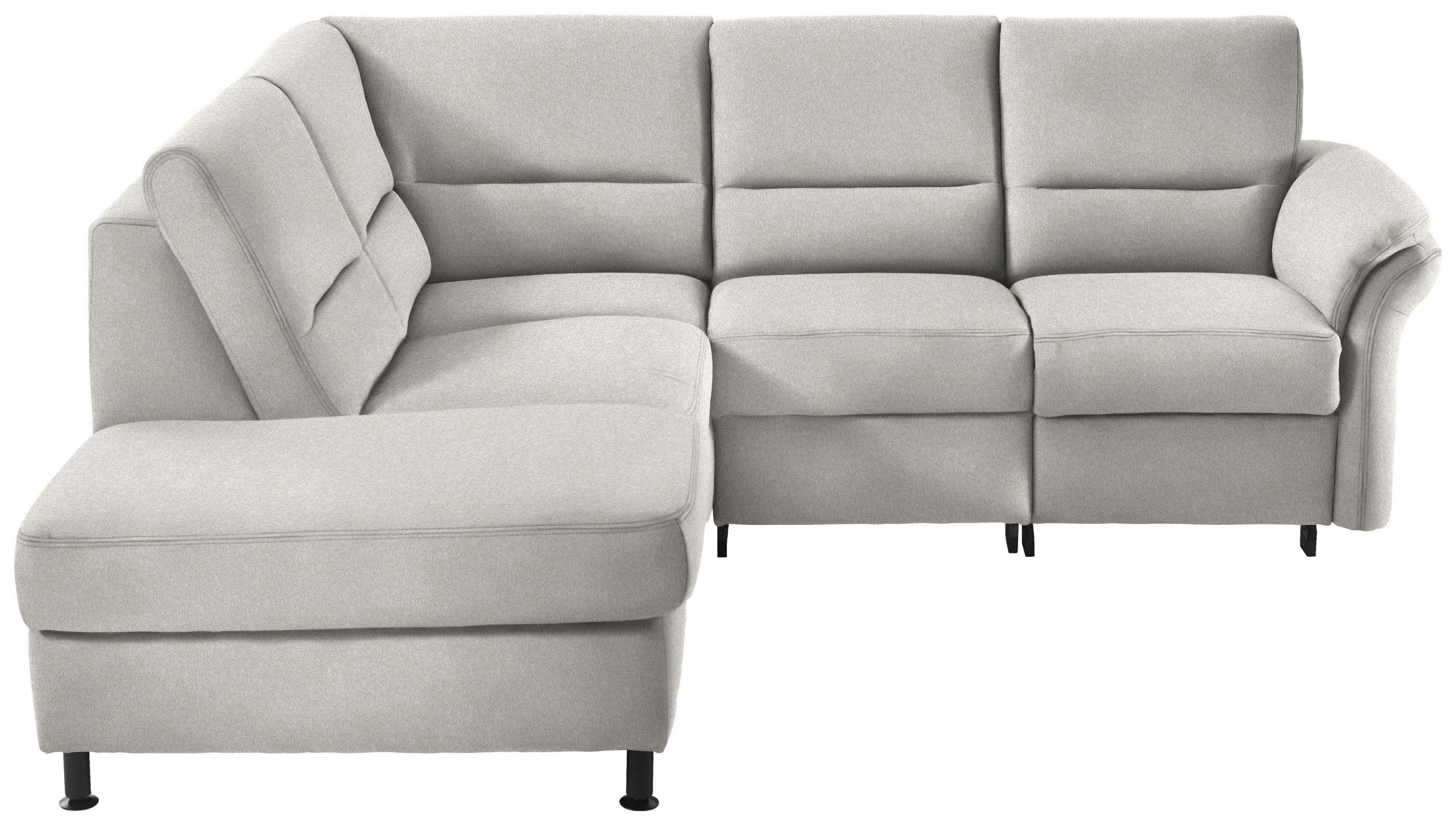 ECKSOFA in Flachgewebe Hellgrau  203/227 cm  - Hellgrau/Schwarz, MODERN, Textil/Metall (203/227cm) - Beldomo System