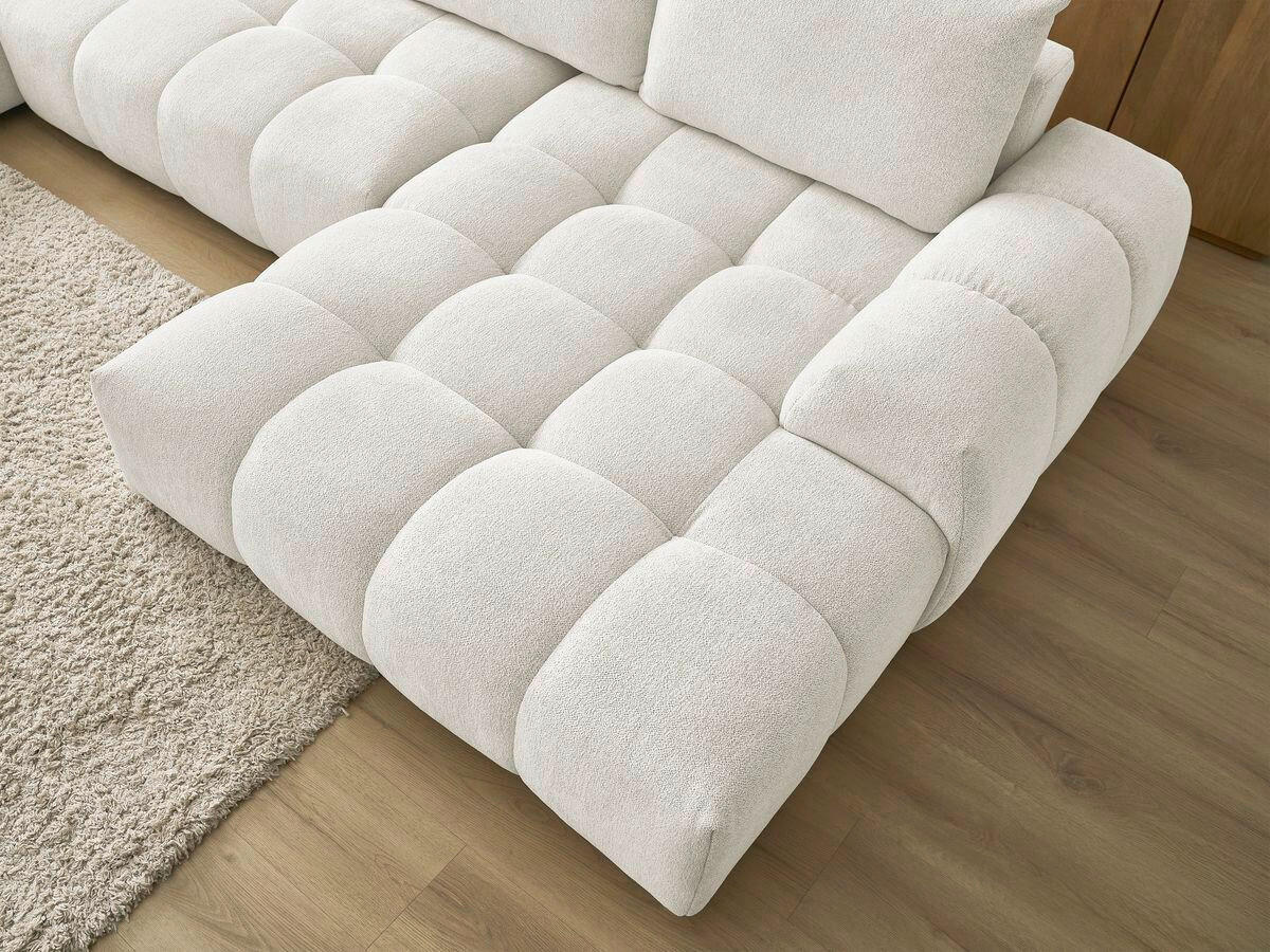 ECKSCHLAFSOFA EVEREST  mit Rücken echt, Armteil links, Armteil rechts Flachgewebe Weiß  - Schwarz/Weiß, MODERN, Kunststoff/Textil (212/423/198cm)