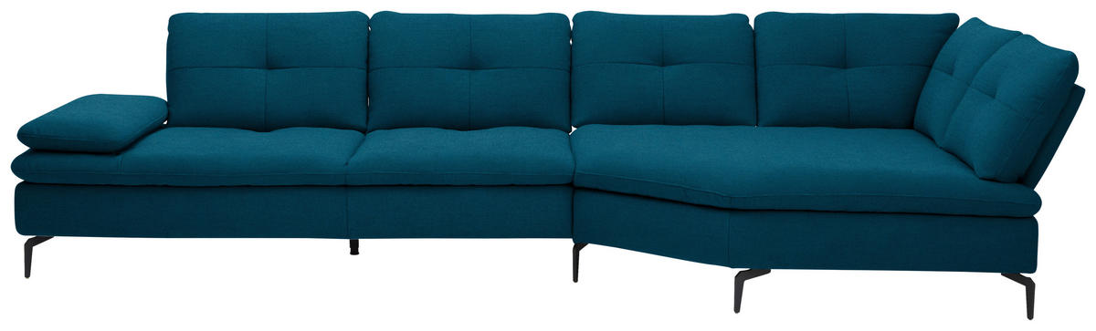 ECKSOFA  in Flachgewebe Dunkelblau  344/159 cm  - Schwarz/Dunkelblau, Design, Textil/Metall (344/159cm) - Chilliano