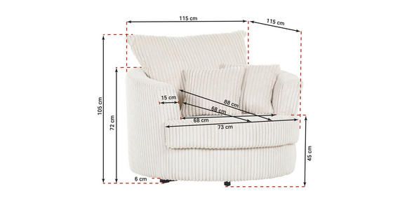 SESSEL Chenille Braun - Schwarz/Braun, KONVENTIONELL, Textil/Metall (115/72/115cm) - Carryhome