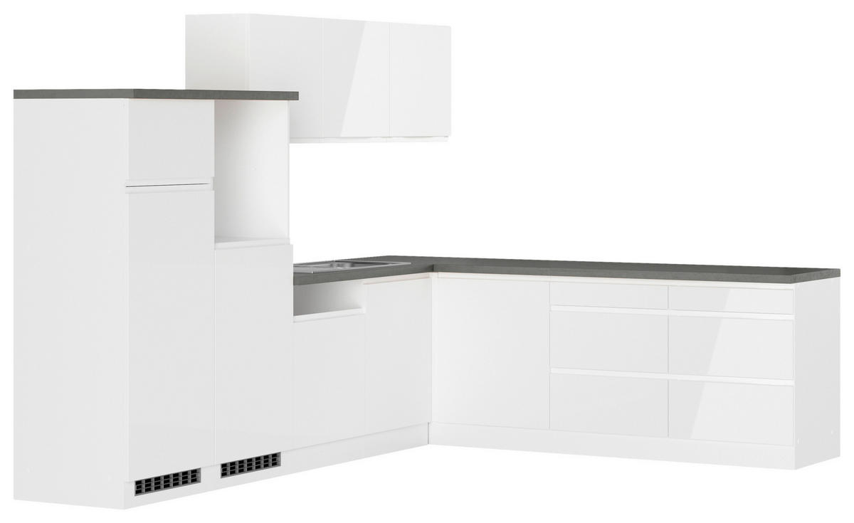 ECKKÜCHE 300/240 cm  in Grau, Weiß, Weiß Hochglanz  - Weiß Hochglanz/Weiß, LIFESTYLE, Holzwerkstoff (300/240cm) - Held