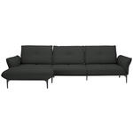 ECKSOFA in Echtleder Anthrazit  - Anthrazit/Schwarz, Design, Leder/Metall (182/325cm) - Valnatura