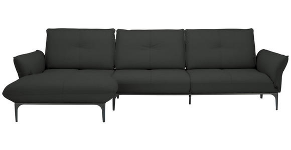 ECKSOFA in Echtleder Anthrazit  - Anthrazit/Schwarz, Design, Leder/Metall (182/325cm) - Valnatura