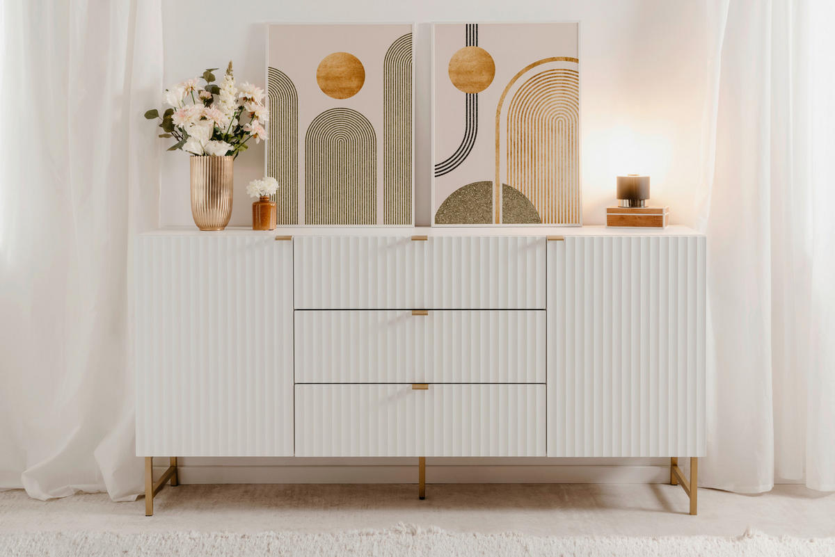 SIDEBOARD  in 179/90/41 cm  - Goldfarben/Weiß, Design, Holzwerkstoff/Kunststoff (179/90/41cm) - MID.YOU
