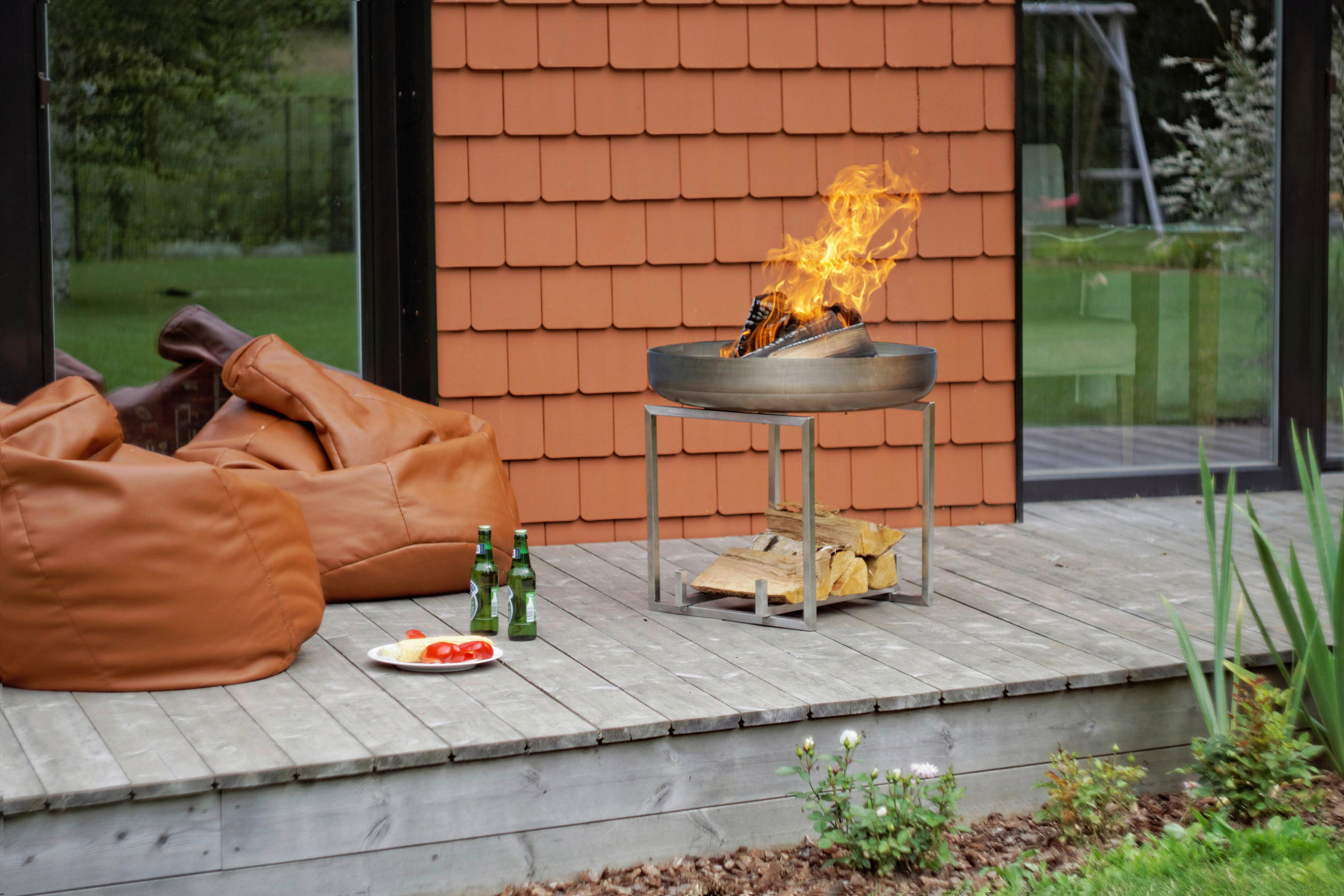 FEUERSCHALE SVENSKAV NAGLIAI M 2551 - Edelstahlfarben, Basics, Metall (63/63/56cm) - Ambia Garden