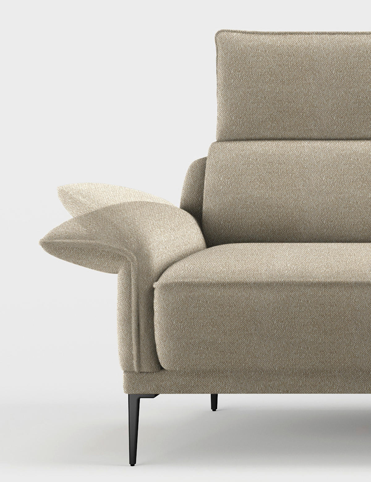 ECKSOFA in Bouclé Beige  - Beige/Schwarz, Design, Textil/Metall (330/186cm) - Johann Jakob